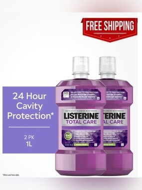 2 Huge Listerine Total Care Fresh Mint Anticavity Fluoride Mouthwash 1 L each